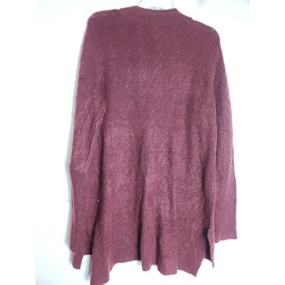 NWT Chico's Burgandy Red V-Neck Wool Neck Tunic Knit Sweater size 2 or Large - Picture 2 of 9